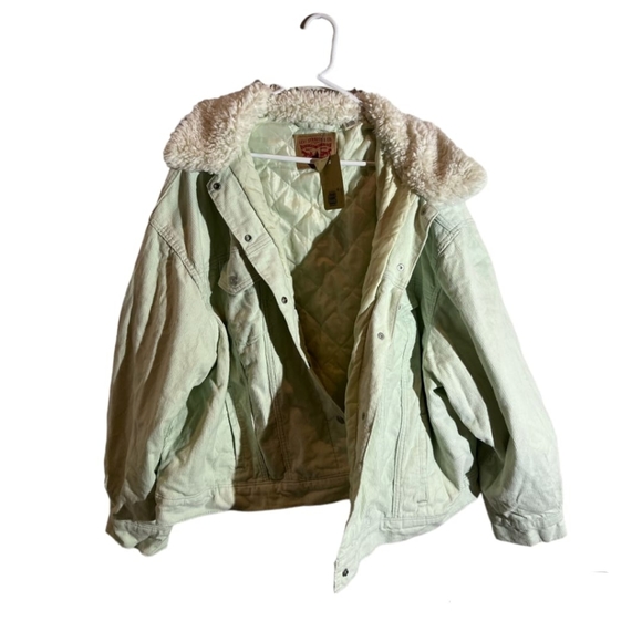 Levi's Women's Plus Size 4X Sherpa Meadow Mist Baby Baggy Trucker Jacket NWT - Picture 3 of 7